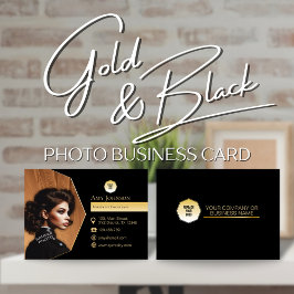 Tarjeta De Visita Elegante dorado y negro, añada el logotipo propio 