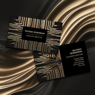 Tarjeta De Visita Elegante dorado y negro lujoso moderno