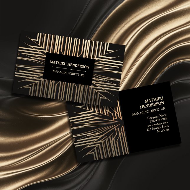 Tarjeta De Visita Elegante dorado y negro lujoso moderno (Subido por el creador)