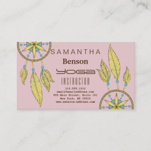 Tarjeta De Visita Elegante Dream Catcher Feathers Instructor de Yoga
