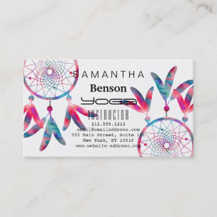 Tarjeta De Visita Elegante Dream Catcher Feathers Instructor de Yoga