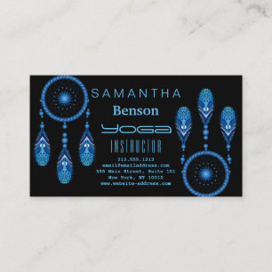Tarjeta De Visita Elegante Dream Catcher Feathers Instructor de Yoga