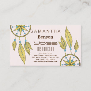 Tarjeta De Visita Elegante Dream Catcher Feathers Instructor de Yoga