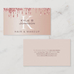 Tarjeta De Visita Elegante Drip Purpurina Beauty Monogramed