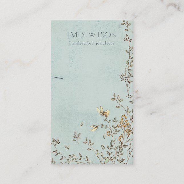 Tarjeta De Visita Elegante Dusky Floral Aqua Band Necklace (Anverso)