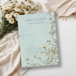 Tarjeta De Visita Elegante Dusky Floral Vine Aqua Necklace
