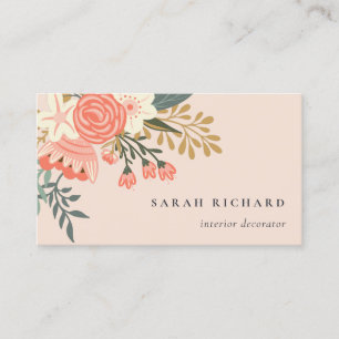 Tarjeta De Visita Elegante Dusky Naranja Rubor Agrosia Rosa Floral