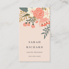 Tarjeta De Visita Elegante Dusky Naranja Rubor Agrosia Rosa Floral