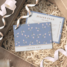 Elegante Dusty Blue Floral Gracias