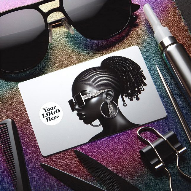 Tarjeta De Visita Elegante Ebony Black Woman Hair Salon Branding (Elegant Ebony Black Woman Hair Salon Branding Business Card)