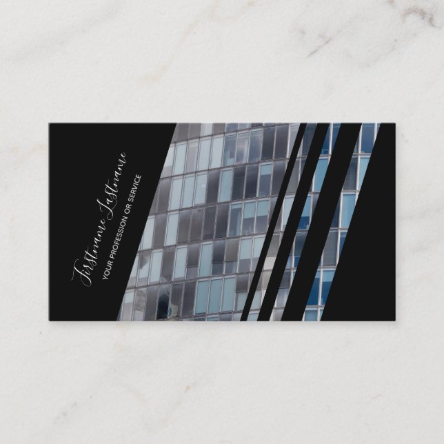 Tarjeta De Visita Elegante edificio de oficinas con fachada de vidri (Anverso)