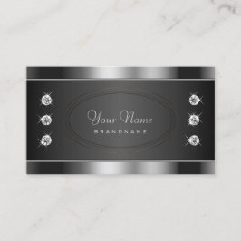 Tarjeta De Visita Elegante efecto cromado negro y plateado