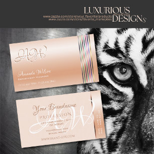 Tarjeta De Visita Elegante efecto de brillo de coral pastel con mono