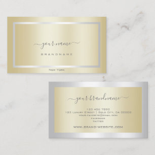 Tarjeta De Visita Elegante efecto dorado con cuadro plateado profesi