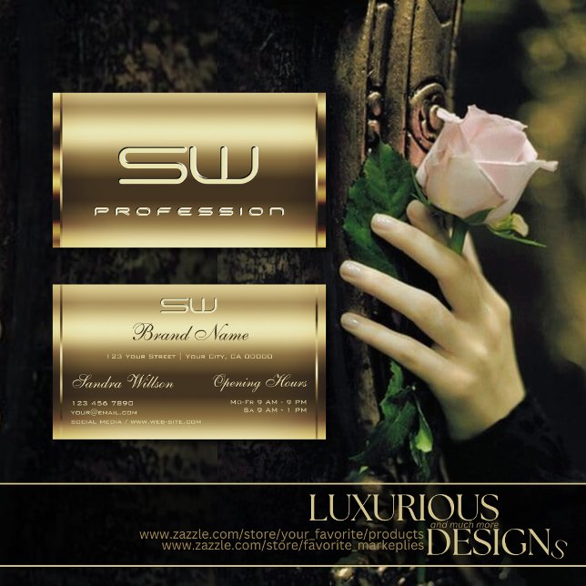 Tarjeta De Visita Elegante Efecto Dorado Faux 3D Letters Profesional (Subido por el creador)
