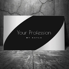 Tarjeta De Visita Elegante efecto negro y plateado con horas de aper