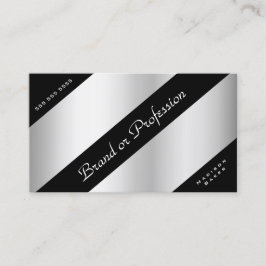 Tarjeta De Visita Elegante efecto Plata Esquinas Negras Horas de Ape