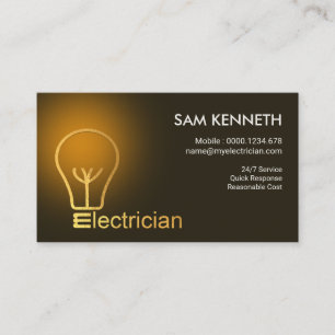 Tarjeta De Visita Elegante Electricista Minimalista de Oro