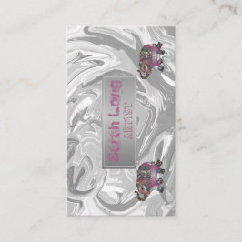 Tarjeta De Visita Elegante elefante blanco de mármol de plata dulce 