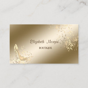Tarjeta De Visita Elegante Elegante, Confetti de oro, tacones altos