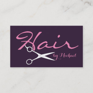 Tarjeta De Visita Elegante Elegante De Estilo Cabello Fondo Púrpura