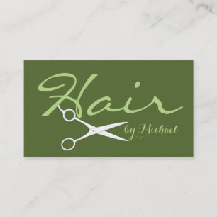 Tarjeta De Visita Elegante Elegante De Pelo Oscuro Fondo Verde De Ol
