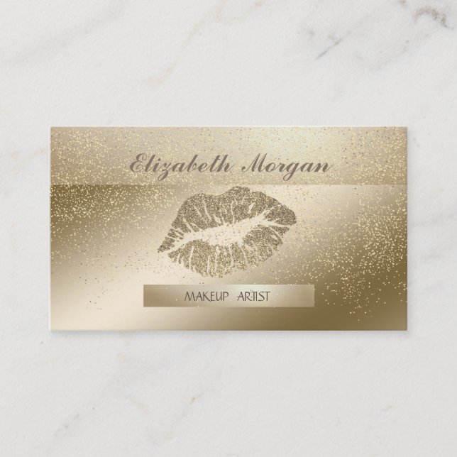 Tarjeta De Visita Elegante, Elegante, De Rayas, Purpurina Lips De Or (Anverso)