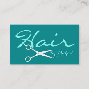 Tarjeta De Visita Elegante Elegante Estilo Cabello Fondo Cyan Oscuro