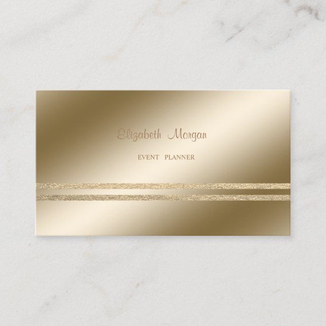 Tarjeta De Visita Elegante, elegante, falso oro Purpurinoso a rayas (Anverso)