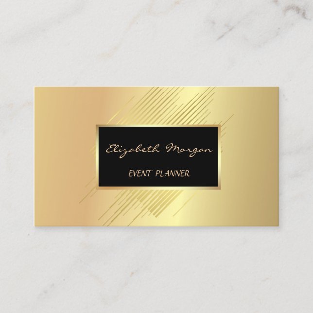 Tarjeta De Visita Elegante Elegante Moderno, Faux Gold, Stripes (Anverso)