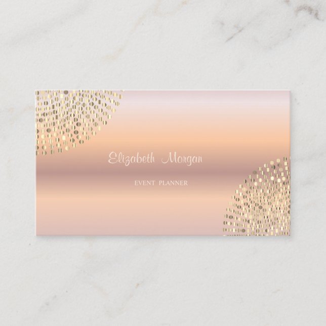 Tarjeta De Visita Elegante Elegante Moderno Rosa Dorado Simple,Punto (Anverso)