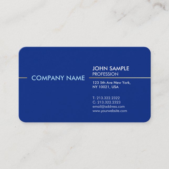 Tarjeta De Visita Elegante, elegante, moderno y profesional, azul el (Anverso)