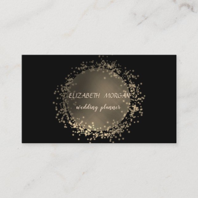 Tarjeta De Visita Elegante, elegante, negro, confeti de oro (Anverso)