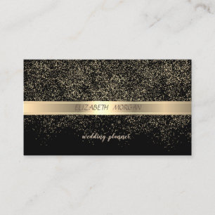 Tarjeta De Visita Elegante, elegante, negro, confeti de oro