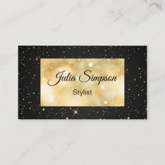 Tarjeta De Visita Elegante, elegante, negro y dorado, brillante, est