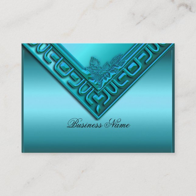 Tarjeta De Visita Elegante Elite Clásico Azul Verde azulado (Anverso)