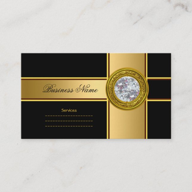 Tarjeta De Visita Elegante Elite Classy Gold Black (Anverso)