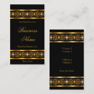 Tarjeta De Visita Elegante Elite Gold Trim Black Diamond Jewel 2