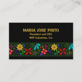 Tarjeta De Visita Elegante empleado de folk floral latinoamericano