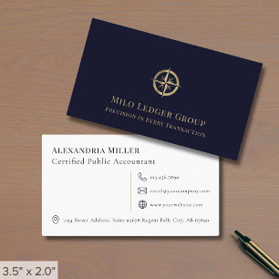 Tarjeta De Visita Elegante empresa de contabilidad azul de la Marina