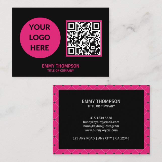Tarjeta De Visita Elegante empresa de digitalización QR negro de col (Anverso / Reverso)