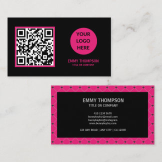 Tarjeta De Visita Elegante empresa de digitalización QR negro de col