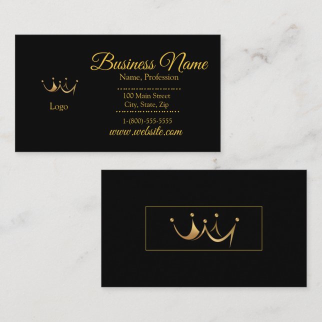 Tarjeta De Visita Elegante empresa de tamaño estándar Gold & Black C (Anverso / Reverso)