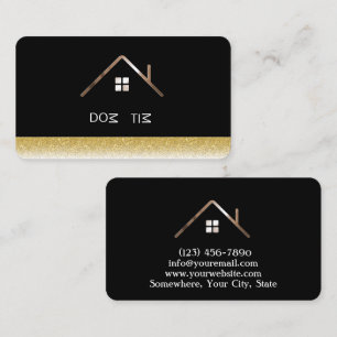 Tarjeta De Visita Elegante empresa de viviendas prefabricadas en oro