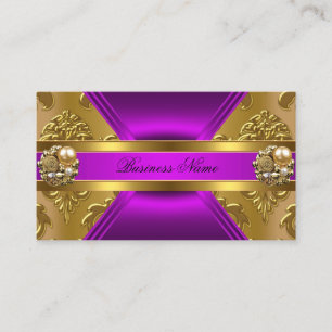 Tarjeta De Visita Elegante Empresario Purple Magenta Gold Damask Jew