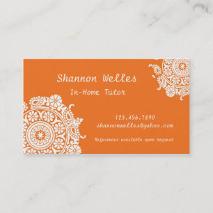 Tarjeta de visita elegante en anaranjado y blanco