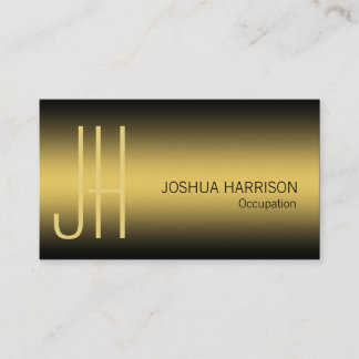 Tarjeta de visita elegante en negro y oro de lujo