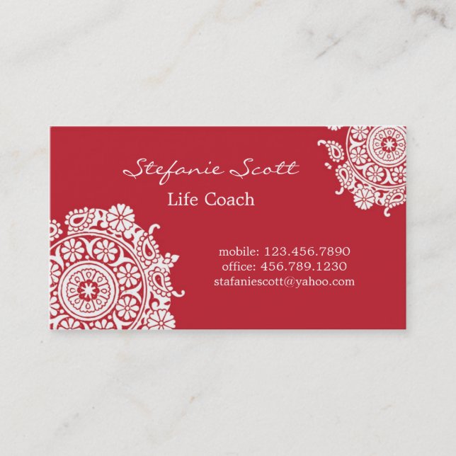 Tarjeta de visita elegante en rojo y blanco (Anverso)