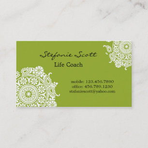 Tarjeta de visita elegante en verde lima y blanco