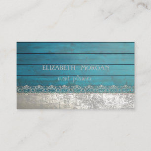 Tarjeta De Visita Elegante encaje con textura de madera